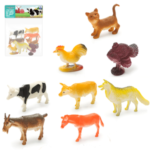 JinYing Rabatt Henne Katze Kuh Acht Tiere Cartoon-Spielzeug Plastik-Zoo-Tiermodelle - Product Image 1