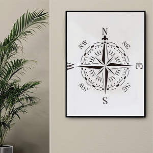 Plantillas de Brújula para Pintar <span class=keywords><strong>en</strong></span> Madera, Paredes, <span class=keywords><strong>Tela</strong></span>, Aerógrafo y Más |   Plantilla de Mylar Reutilizable de 11.8 x 11.8 Pulgadas - Product Image 3