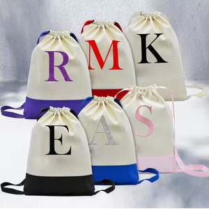 กระเป๋าเป้ผ้าใบคอตตอนพร้อมโลโก้กระเป๋าเป้แบบหูรูดทำจากผ้าฝ้ายใช้ซ้ำได้และทนทาน - Product Image 2