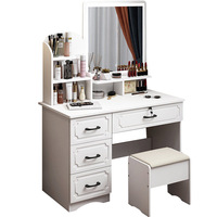 Ensemble de coiffeuse moderne blanche avec miroir LED intelligent, tabouret et 4 tiroirs pour chambre à coucher
