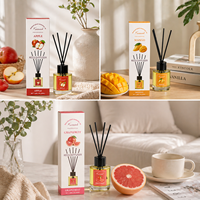 Diffuseur de parfum en verre de luxe 50 ml, boîte cadeau, parfum frais, sans BPA, sans alcool, bâtonnets en rotin pour la maison/le bureau/l'hôtel
