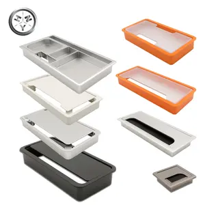 Durable Plastic Cable Grommet Box for Office Desk Folding <strong>Furniture</strong> <strong>Accessories</strong> with Brush Cable Grommets and Wire Hole Cover - Product Image 1