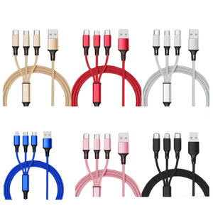 Câble de charge multiple 3 en 1 avec logo lumineux personnalisé, gaine en nylon tressé pour chargeurs de téléphone portable - Product Image 5