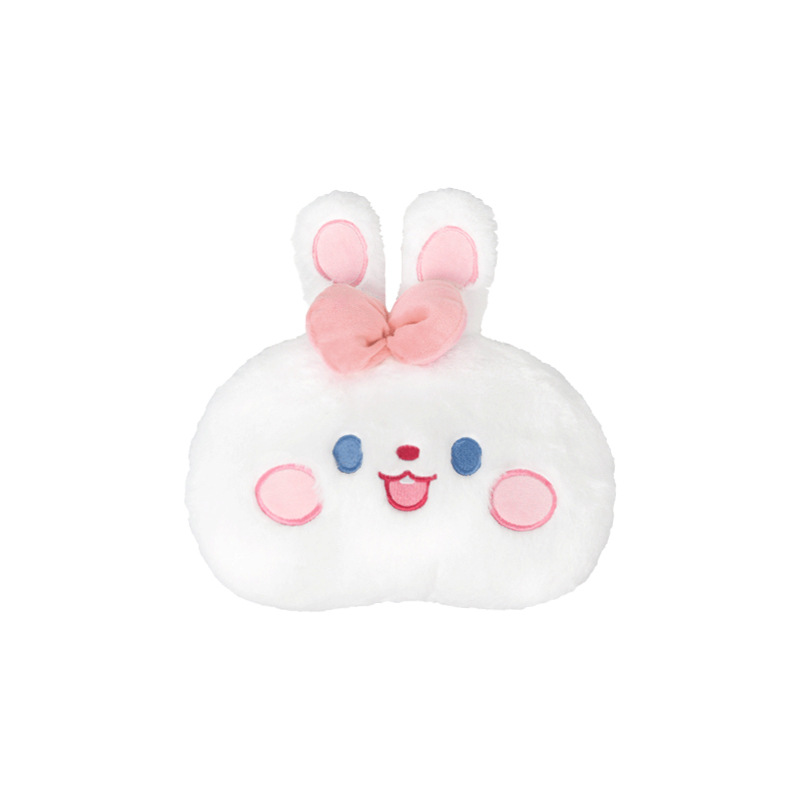 Oreiller tête de lapin avec nœud brodé en poils de lapin