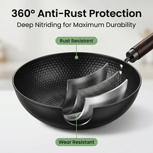 <span class=keywords><strong>Wok</strong></span> en fer pour une cuisson saine à faible teneur en huile, surface martelée antiadhésive, idéal pour les repas en famille et les rassemblements. - Product Image 3