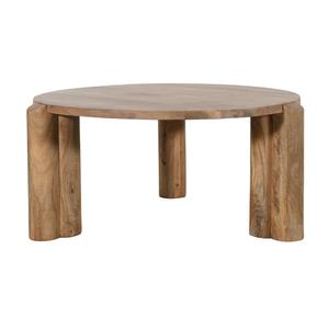 Mesa de Centro Redonda Nórdica de Madera de Mango Sólida, Hecha a Mano, Ecológica, Moderna, Diseño Escandinavo Harmony - Product Image 1