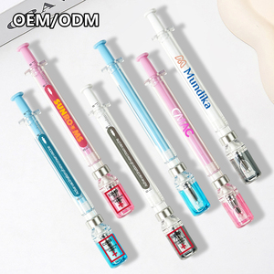 Pulpen Gel Tinta Hitam Bentuk Jarum Suntik Plastik Desain Baru, Dapat Dihapus, Ujung 0.38mm, untuk Sekolah, Perawat, Pelajar, Menulis - Product Image 1