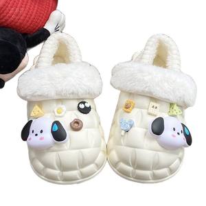 XuanWu A775 Removable Petal Winter Style Plush Upper Patchwork Cotton Lining <b>Slippers</b> for Women <b>Home</b> Use Warm Dorm/Classroom - Product Image 4