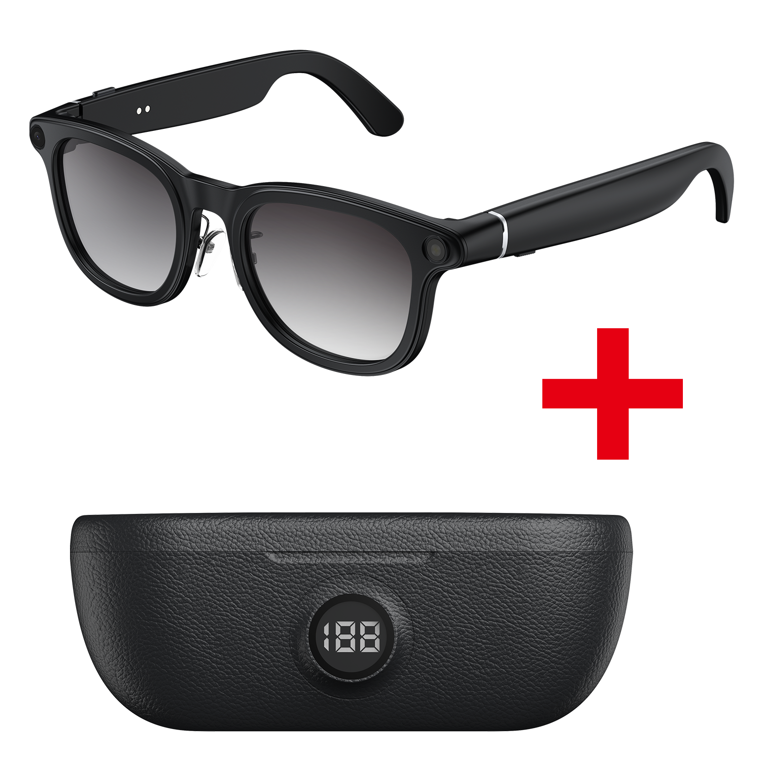 Black frame + photochromic lenses + black charging case