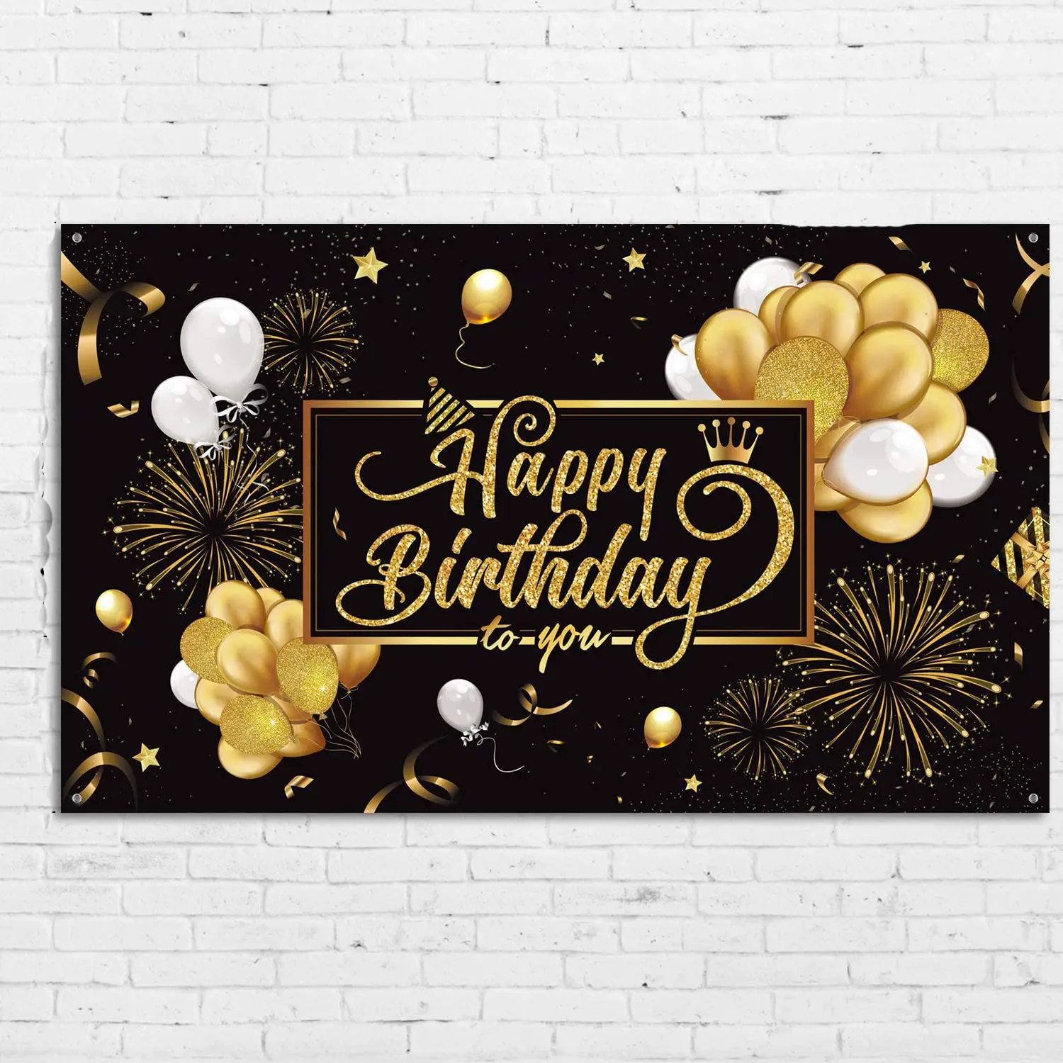 Пользовательский пустой баннер Nicro 5x3 фута фоны черная Золотая тема с днем рождения Новогодняя вечеринка фотография Фон настенный фон