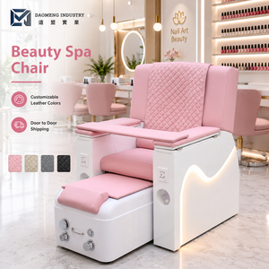 Sillón de Pedicura de Lujo en Cuero PU Rosa con Bañera para Pies y Luz LED para Salón de Uñas y Salón de Belleza - Product Image 1