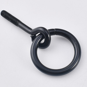 European Style Black Iron Ring Drawer <b>Handle</b> With Single Hole <b>Pull</b> And Nut For Cabinet <b>Door</b> - Product Image 4