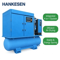 Compresseur d'air à vis portable 4-en-1 tout-en-un 7,5 CV 10 kW 8 bars 16 bars 220 V 380 V, lubrifié, refroidi par air, avec sécheur frigorifique intégré