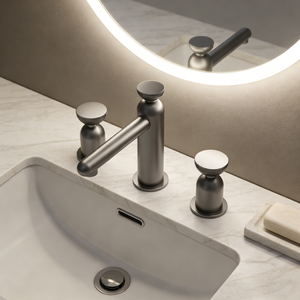 Элитный смеситель для раковины из цельной латуни с тремя отверстиями, двойной ручкой, OEM - Product Image 1