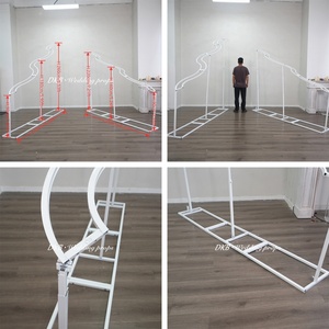 New Arrival Modern Romantic New Design Wave Style Iron Arch Stand S Shape Wedding Metal Backdrop with Drapery - Product Image 2