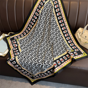 Classic Pattern Faux Silk <strong>Square</strong> <strong>Scarf</strong> Stylish Women Accessory Faux Silk <strong>Square</strong> <strong>Scarf</strong> for Neck Hair &amp; Bag Styling OEM/ODM - Product Image 5