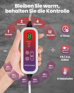 4 giờ khăn choàng nóng cơ thể Chăn điện 6 mức nhiệt độ máy có thể giặt thiết bị nhiệt - Product Image 6
