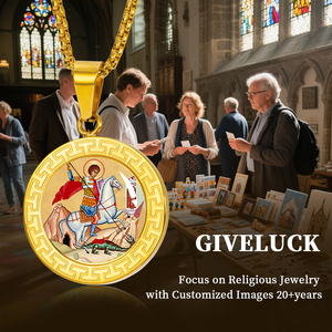 GIVELUCK t-border 304 baja tahan karat agama 18K berlapis emas St. George liontin kustom Naga Slayer medali 24 jam sampel - Product Image 6