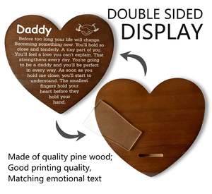 लकड़ी के दिल के आकार की टेबलटॉप सजावट बेबी बम्प को पिता के उपहार गर्भावस्था नोटिस के लिए तैयार - Product Image 3