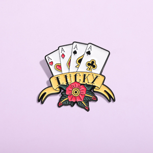 Lucky Poker 4 cartes de cul fleurs émail broches cartes à jouer créatives broches <span class=keywords><strong>sac</strong></span> à <span class=keywords><strong>dos</strong></span> revers Badge drôle bijoux cadeau - Product Image 2