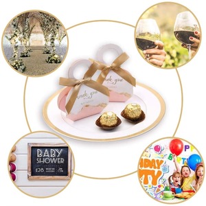 New Style Luxury Packaging <b>Wedding</b> <b>Gift</b> Chocolate Candy Bridal Shower Paper Pink Party Favor <b>Boxes</b> with Ribbons - Product Image 6