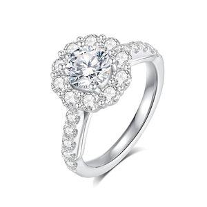 แหวนแต่งงาน SGARIT SM16 ประดับเพชรโมอิสซาไนต์สำหรับผู้หญิง ชุบทองคำขาว 18K เงินสเตอร์ลิง ตัวเรือนแบบหนามเตย ได้รับการรับรองจาก GRA ดีไซน์ทันสมัย - Product Image 4