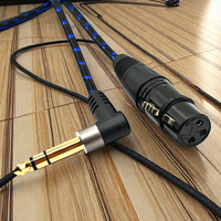 XLR femelle à 1/4 pouces 6.35mm prise TRS câble d'interconnexion équilibré en nylon tresse XLR à câble de raccordement quart de pouce