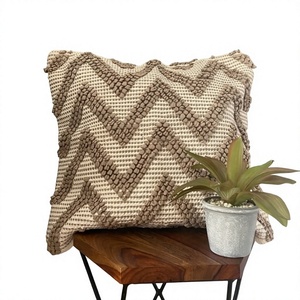 Cojín Decorativo Bohemio de Algodón con Diseño Geométrico Cuadrado, Lavable, No Tóxico, con Cierre de Cremallera, Personalizable - Product Image 1