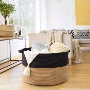 Macrame asli keranjang buah tali katun untuk keranjang dipasang di dinding tongkat kecil benang penyimpanan rotan kotak anyaman pengatur abu-abu - Product Image 4