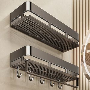 Gunmetal gray bathroom <b>shelf</b>, no drilling required, wall-mounted toilet/washbasin wall-mounted storage rack - Product Image 1