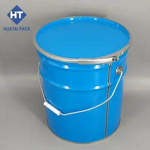 Kolu ile çember kapaklı dekoratif 20 litre boya metal teneke kova