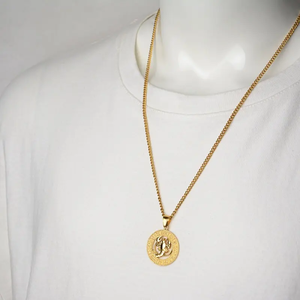 Collier vintage en acier inoxydable plaqué or, bijoux avec pendentif creux représentant les 12 signes du zodiaque - Product Image 2