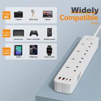 Multiprise JINGMIN 13A avec 4 prises CA, câble de 5 m, port de charge rapide, 2 prises secteur, IP41, USB Type-C et PD20W JM4401UK-2C