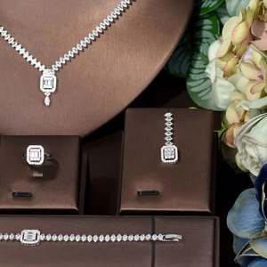 Hibridbrida ล่าสุดสำหรับผู้หญิงงานแต่งงาน AAA ลูกบาศก์ Zirconia สร้อยคอต่างหูเครื่องประดับแฟชั่นดูไบชุดเครื่องประดับ N-1611 Bijoux Femme - Product Image 3