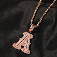 Nouveau Collier Tendance Lettre - Entièrement Sertie de Diamants, avec Épines, Lettres en Sucre Glacé, Or, Argent, Or Rose, Collier Bijou en Or