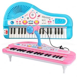 Kids Cartoon Music Toy Piano Keyboard 37 Keys Electronic <b>Battery</b> <b>Operated</b> Plastic Musical Multifunctional Instruments Microphone - Product Image 1