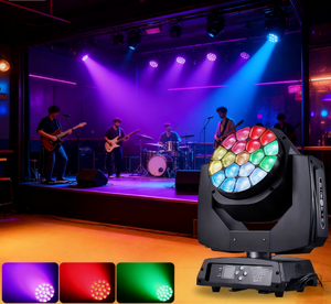 Projecteur à tête mobile Pro WSB RGBW 4in1 19x15W Led Bee Eye Contrôleur de point couleur Projecteur d'éclairage de scène Spot KTV <span class=keywords><strong>Disko</strong></span> Club - Product Image 1