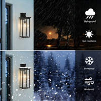 Expédié depuis les États-Unis, lot de 2 lanternes murales extérieures modernes de 50,8 cm (H) avec cadre en métal noir et verre transparent, compatible avec ampoule E26 (ampoules non incluses)