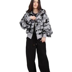 Vente flash : sweat à capuche zippé camouflage surdimensionné pour homme, style streetwear, en polaire - Product Image 3