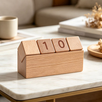 Calendrier perpétuel en bois, bloc de calendrier de bureau à feuillets pour affichage du mois, de la date et du jour de la semaine, calendrier de bureau en bois naturel pour la décoration de la maison et du bureau