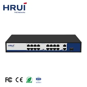 Shenzhen Wholesale 16 Ports Network Switch 200W Power Supply PoE Switch with 2 Gigabit Ethernet Uplink Ports