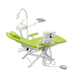 Chaise dentaire portative de turbine d'unité mobile se pliante avec le crachoir et le plateau légers fonctionnants de lampe