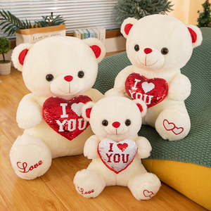 ตุ๊กตาหมีเท็ดดี้สีขาวประดับเลื่อมแบบขายส่ง ของเล่นน่ารักแบบกำหนดเองสำหรับเด็กผู้หญิง หมีนุ่มนิ่มประดับเลื่อมสีขาวเปลี่ยนสีได้ ของขวัญวาเลนไทน์ - Product Image 4