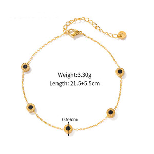 Trendy 18K Goud Roestvrij Staal Enkelband Voet Sieraden Mode Rond Zwart Wit Shell Kralen Ketting Enkelbanden Voor Vrouwen