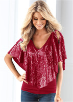 2024 SS col en V paillettes paillettes chemises formelles pour femmes grande taille femmes Blouses et chemises