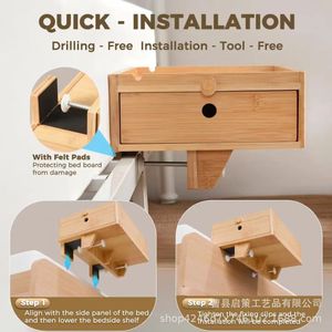 Bamboo Wood <b>Storage</b> <b>Tray</b> With Drawer Rectangle Standing Type For Desk Organization - Product Image 5