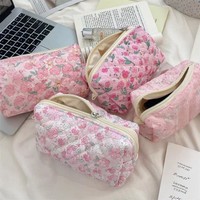 Trousse de Maquillage Matelassée en Polyester, Motif Anime Dessin Animé, Grande Capacité, Mignonne, pour Étudiants, avec Fermeture Éclair, pour Papeterie et Crayons
