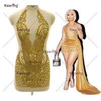 WDP-395 Keering 2022-vendita calda oro moda lusso decorato appliques applique strass fatti a mano per abito da sera