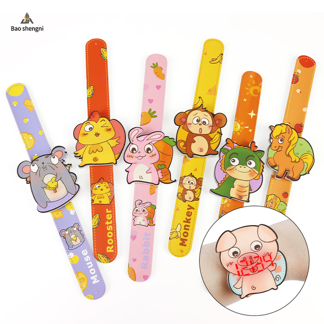 Custom Silicon Slap Watch Zodiac Animal Wristwatch Cartoon Pig Tiger Toy Children's Watches LED Pat Digital Watch Ruler Relojs