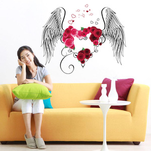 Autocollant mural en forme de plume de cœur SK9089, 60x90cm, romantique, en PVC imperméable, décoration de la maison, art mural pour fond de mariage - Product Image 3